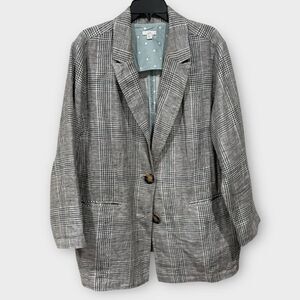 J. Jill boyfriend over sized plaid jacket linen blend blazer Women’s size XL